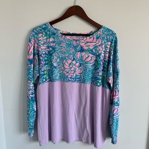 Lilly Pulitzer Pink and Blue Floral Long Sleeve Top